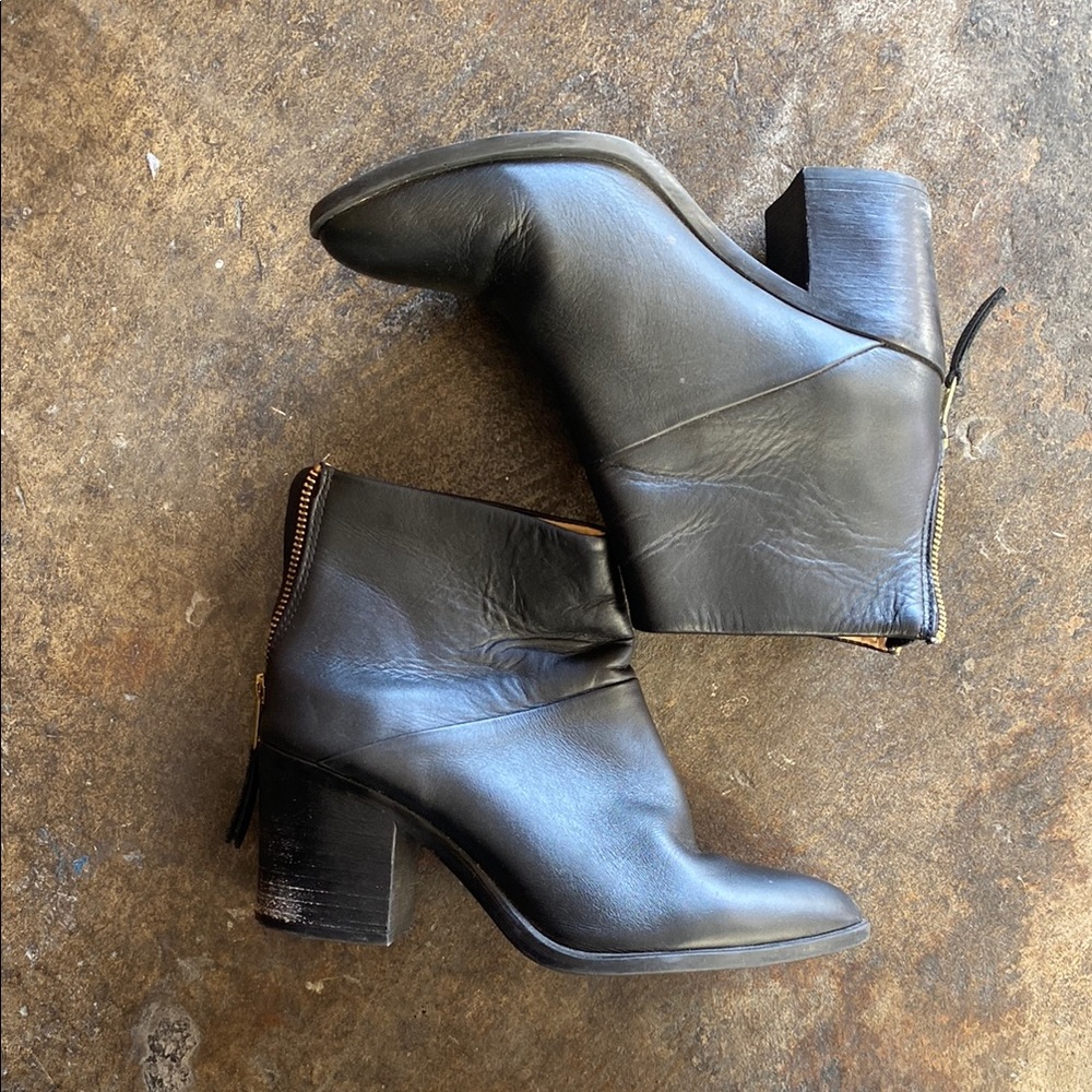 Nisolo Black Ankle Booties with Chunky Heel